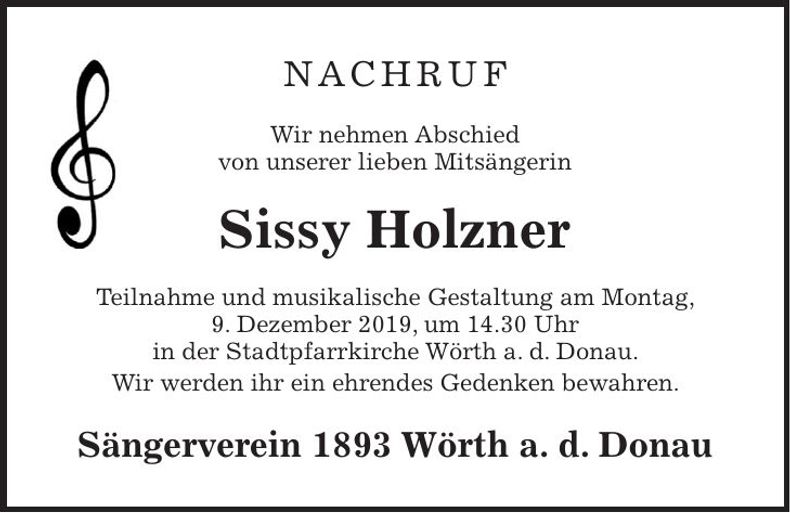Traueranzeige Sissy Holzner