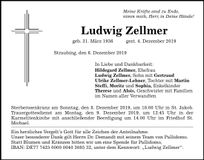 Traueranzeige Ludwig Zellmer