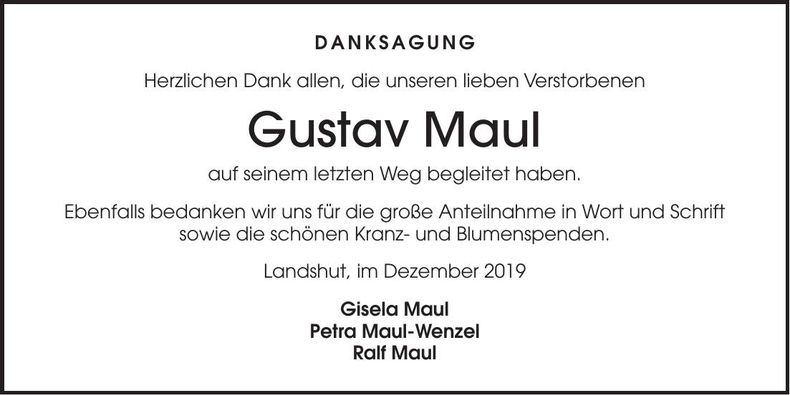 Traueranzeige Gustav Maul