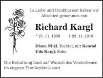 Traueranzeige Richard Kargl