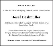 Traueranzeige Josef Beslmüller