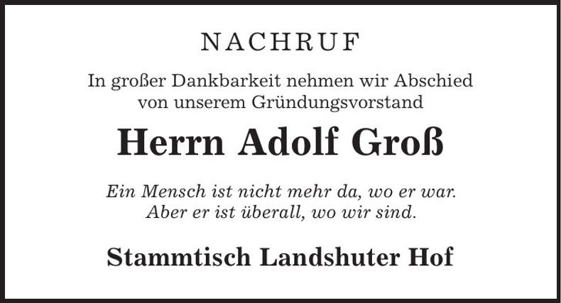 Traueranzeige Adolf Groß