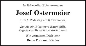 Traueranzeige Josef Ostermeier