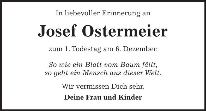 Traueranzeige Josef Ostermeier