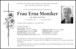 Traueranzeige Erna Moniker