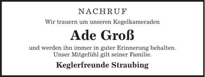 Traueranzeige Ade Groß