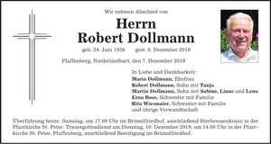 Traueranzeige Robert Dollmann