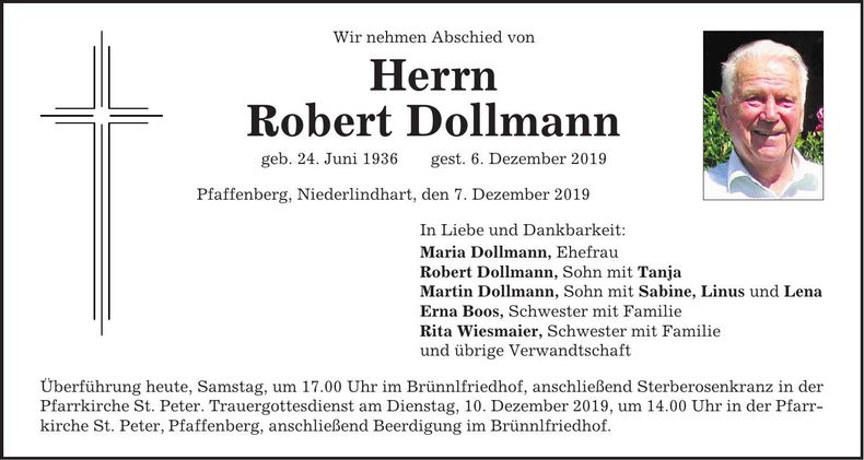 Traueranzeige Robert Dollmann