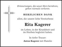Traueranzeige Rita Kagerer