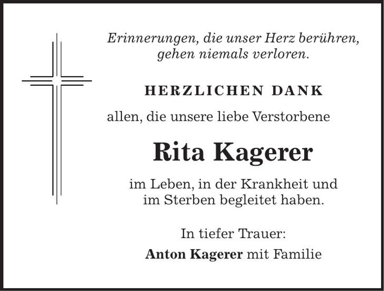 Traueranzeige Rita Kagerer