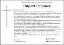 Traueranzeige Rupert Forstner