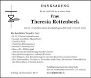 Traueranzeige Theresia Rettenbeck