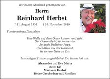 Traueranzeige Reinhard Herbst