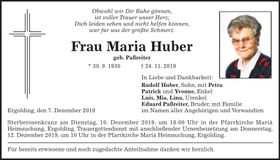 Traueranzeige Maria Huber