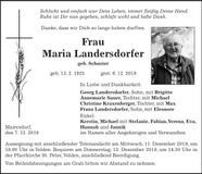 Traueranzeige Maria Landersdorfer