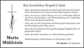 Traueranzeige Theresia Högl