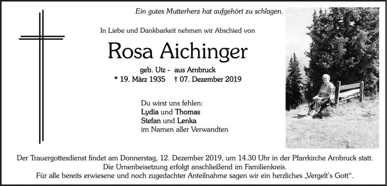 Traueranzeige Rosa Aichinger
