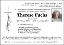 Traueranzeige Therese Fuchs