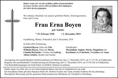 Traueranzeige Erna Boyen