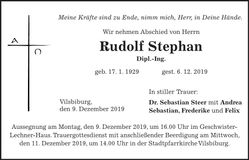 Traueranzeige Rudolf Stephan