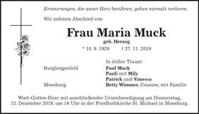 Traueranzeige Maria Muck