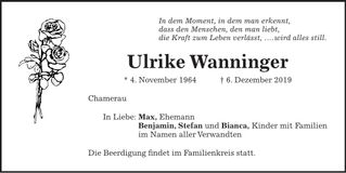 Traueranzeige Ulrike Wanninger