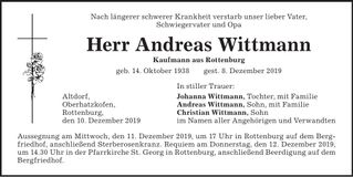 Traueranzeige Andreas Wittmann