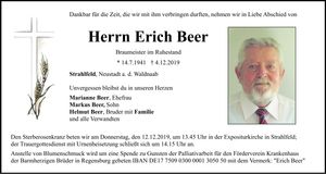 Traueranzeige Erich Beer