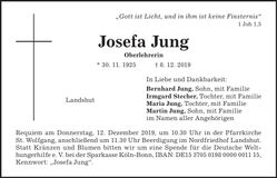 Traueranzeige Josefa Jung