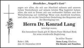 Traueranzeige Konrad Lang