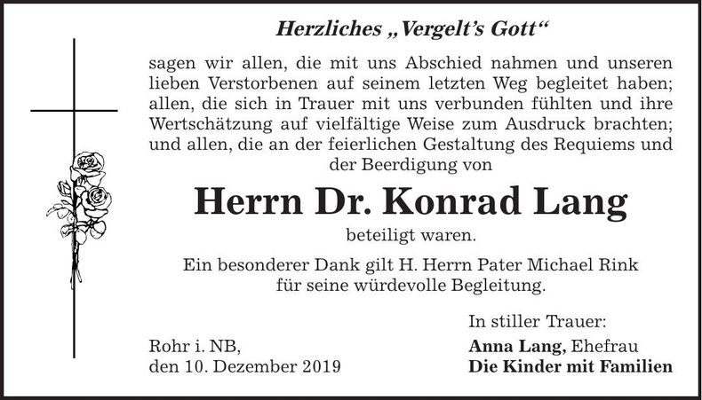 Traueranzeige Konrad Lang