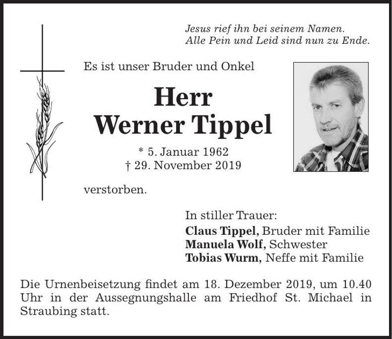 Traueranzeige Werner Tippel