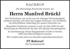 Traueranzeige Manfred Brückl