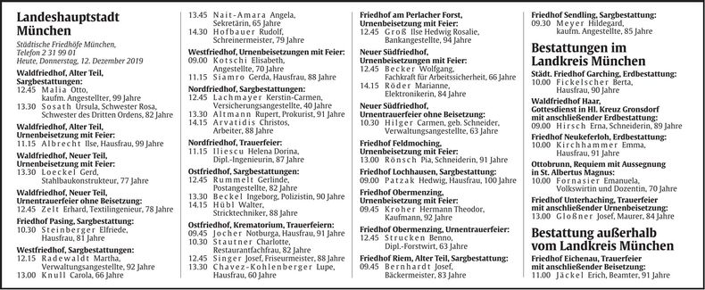 Traueranzeige Abendzeitung Bestattungskalender