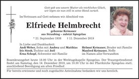 Traueranzeige Elfriede Helmbrecht