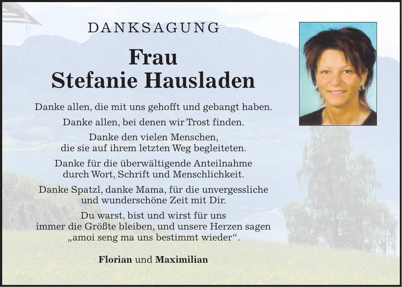 Traueranzeige Stefanie Hausladen