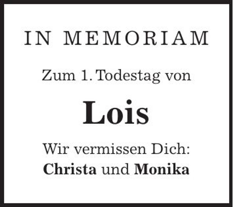 Traueranzeige Lois 