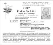 Traueranzeige Oskar Schätz