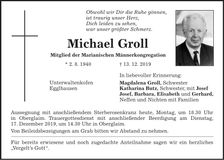 Traueranzeige Michael Groll