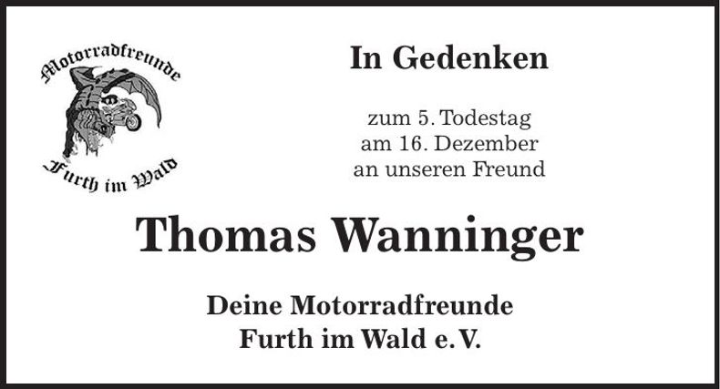 Traueranzeige Thomas Wanninger