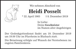 Traueranzeige Heidi Posselt