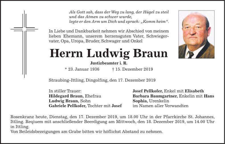 Traueranzeige Ludwig Braun