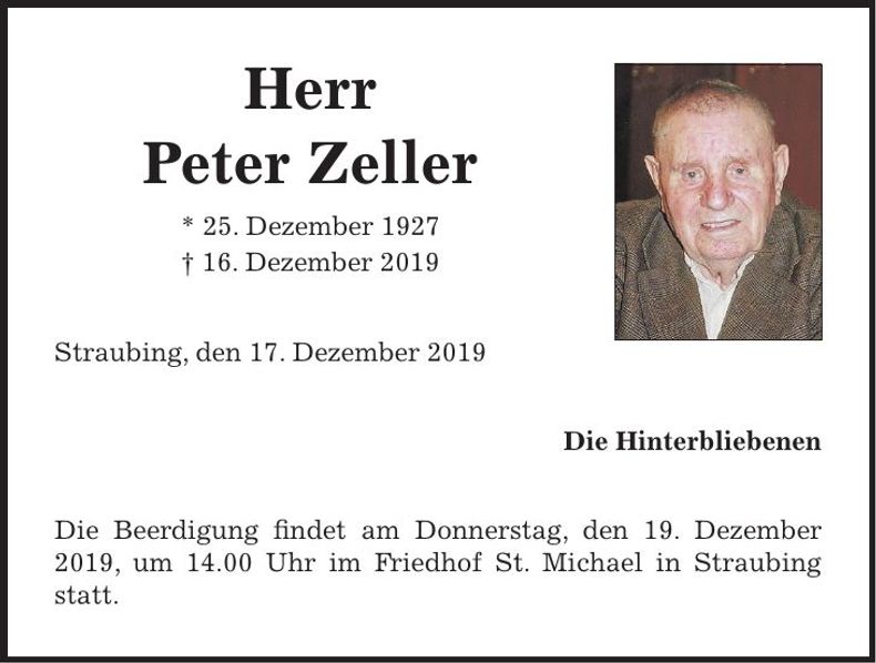 Traueranzeige Peter Zeller