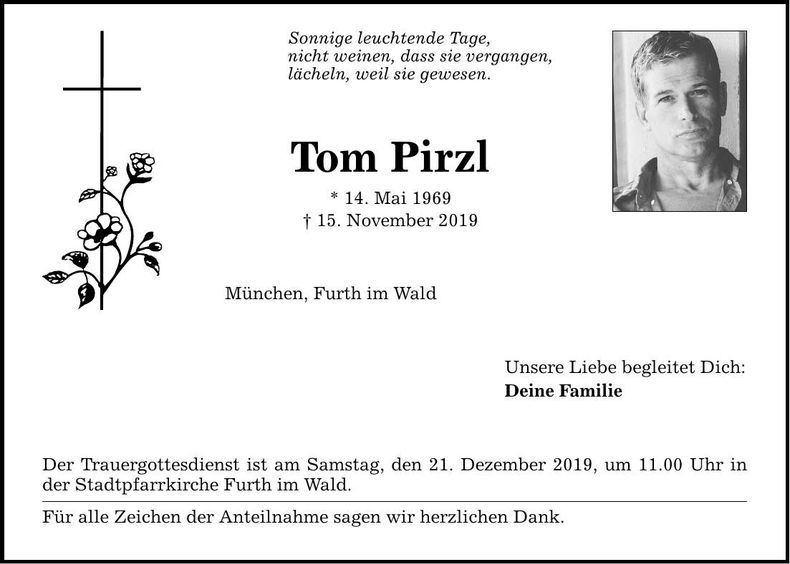 Traueranzeige Tom Pirzl