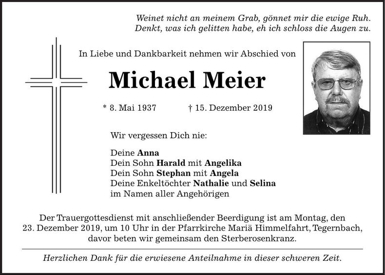 Traueranzeige Michael Meier