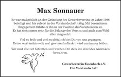 Traueranzeige Max Sonnauer