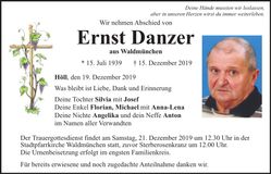 Traueranzeige Ernst Danzer