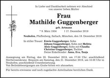Traueranzeige Mathilde Guggenberger