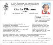 Traueranzeige Gerda Ellmann