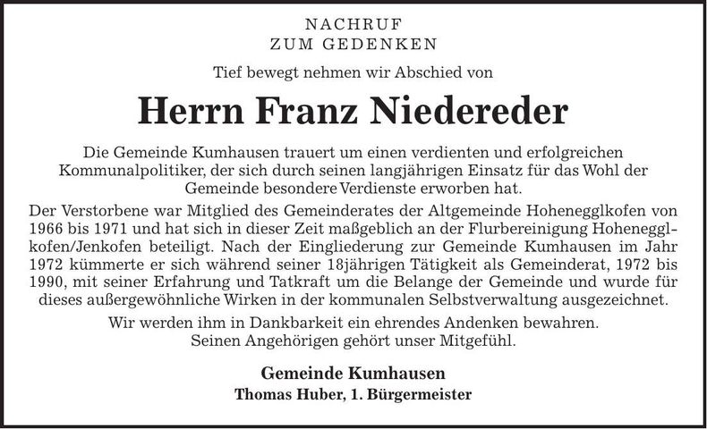 Traueranzeige Karl Vilser